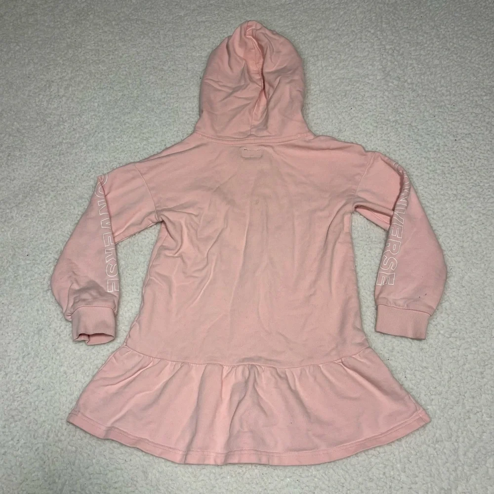 Converse Girls Pink Logo Embroidered Hooded Sweater Dress